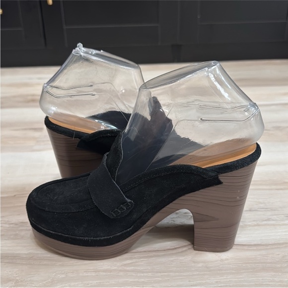 🖤 Splendid Vina Suede Platform Clogs – Black Slip-On Heels - Picture 4 of 7
